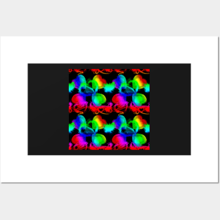 Funky Rainbow Hearts With Black Background Posters and Art